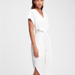 GAP Belted Midi Dress in Fresh White